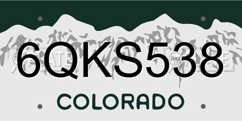 6QKS538 Colorado License Plate