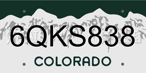 6QKS838 Colorado License Plate