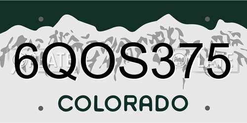 6QOS375 Colorado License Plate