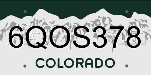 6QOS378 Colorado License Plate