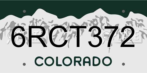 6RCT372 Colorado License Plate