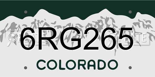 6RG265 Colorado License Plate