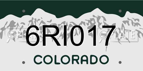6RI017 Colorado License Plate