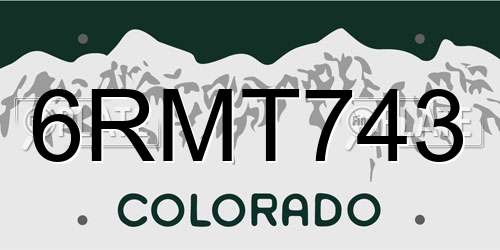 6RMT743 Colorado License Plate