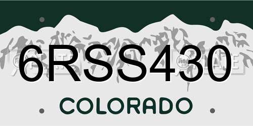 6RSS430 Colorado License Plate