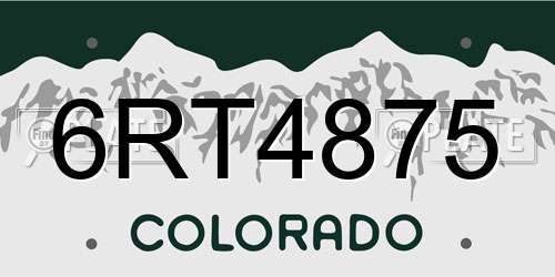 6RT4875 Colorado License Plate