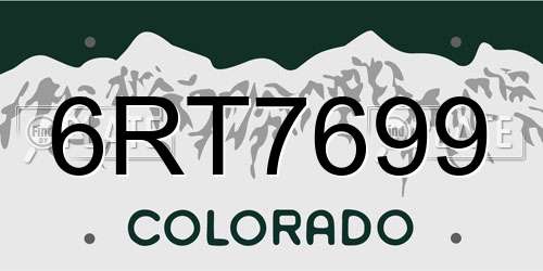 6RT7699 Colorado License Plate