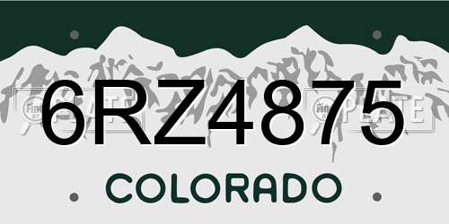 6RZ4875 Colorado License Plate