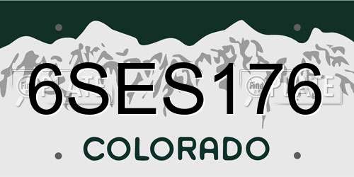 6SES176 Colorado License Plate