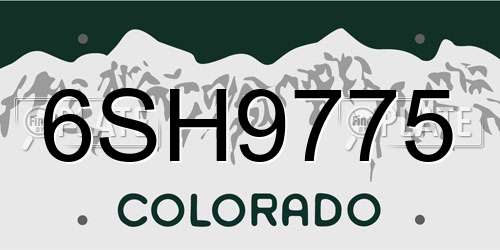 6SH9775 Colorado License Plate
