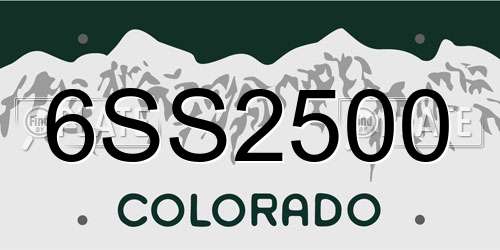 6SS2500 Colorado License Plate