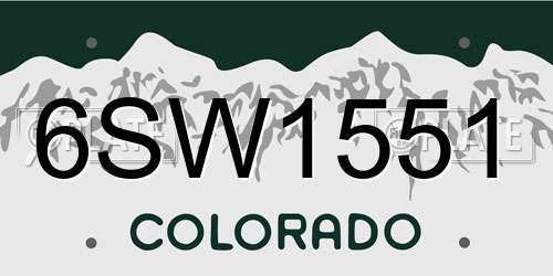 6SW1551 Colorado License Plate