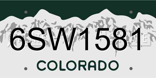 6SW1581 Colorado License Plate
