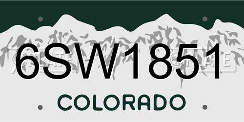 6SW1851 Colorado License Plate