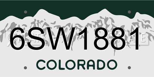 6SW1881 Colorado License Plate
