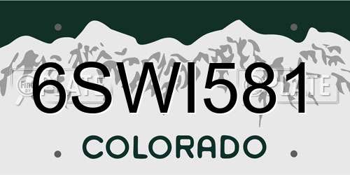 6SWI581 Colorado License Plate