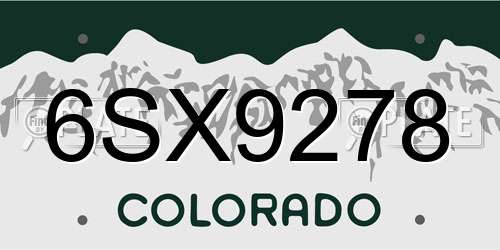 6SX9278 Colorado License Plate