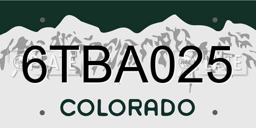 6TBA025 Colorado License Plate