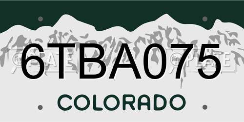6TBA075 Colorado License Plate