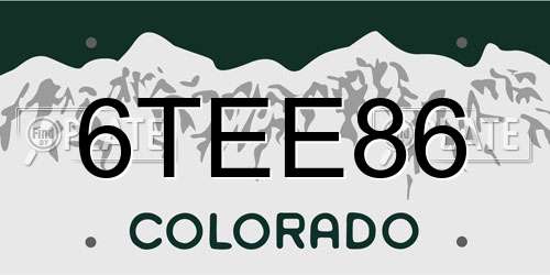 6TEE86 Colorado License Plate