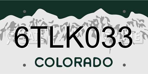 6TLK033 Colorado License Plate