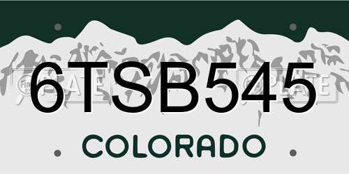 6TSB545 Colorado License Plate