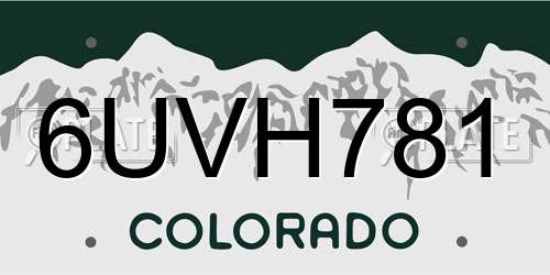 6UVH781 Colorado License Plate