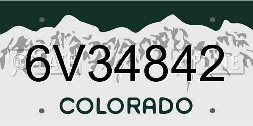 6V34842 Colorado License Plate