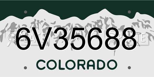 6V35688 Colorado License Plate
