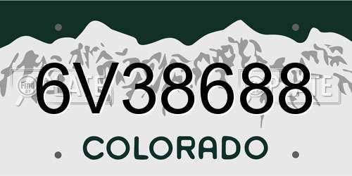 6V38688 Colorado License Plate