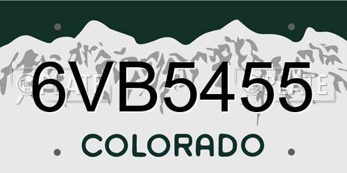 6VB5455 Colorado License Plate