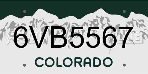 6VB5567 Colorado License Plate