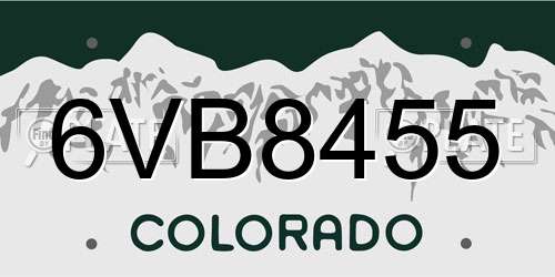 6VB8455 Colorado License Plate