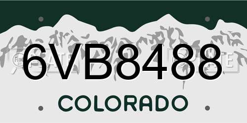 6VB8488 Colorado License Plate