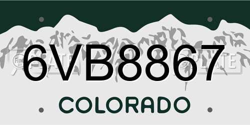 6VB8867 Colorado License Plate