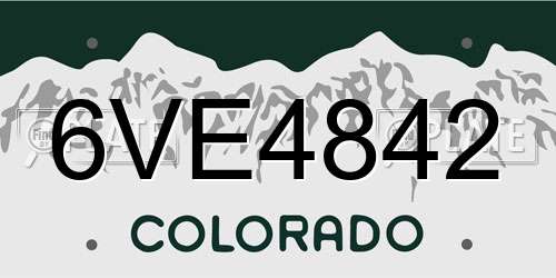 6VE4842 Colorado License Plate