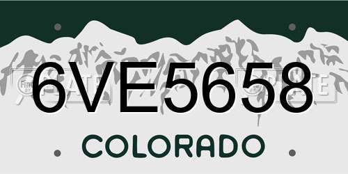 6VE5658 Colorado License Plate
