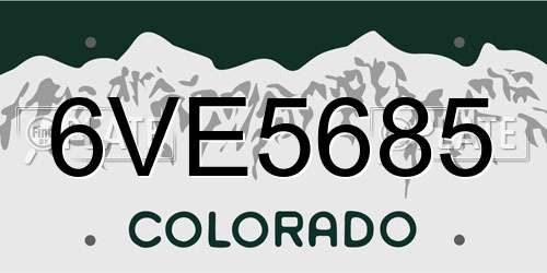 6VE5685 Colorado License Plate