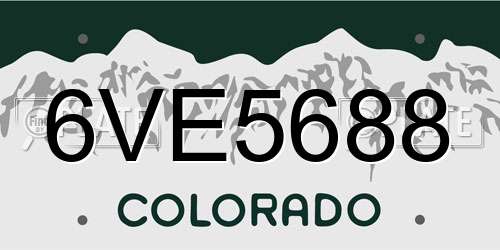 6VE5688 Colorado License Plate