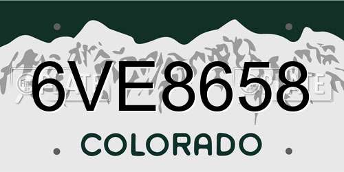 6VE8658 Colorado License Plate