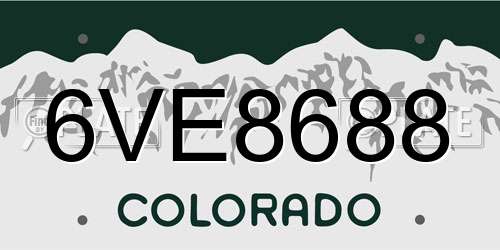 6VE8688 Colorado License Plate