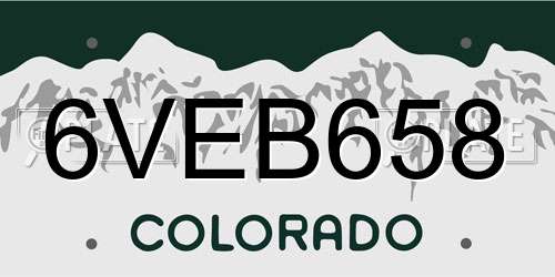 6VEB658 Colorado License Plate