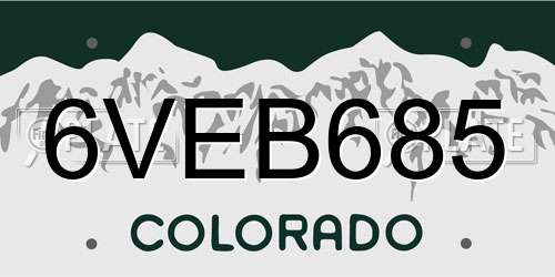 6VEB685 Colorado License Plate