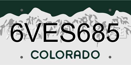 6VES685 Colorado License Plate