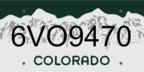 6VO9470 Colorado License Plate