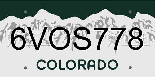 6VOS778 Colorado License Plate