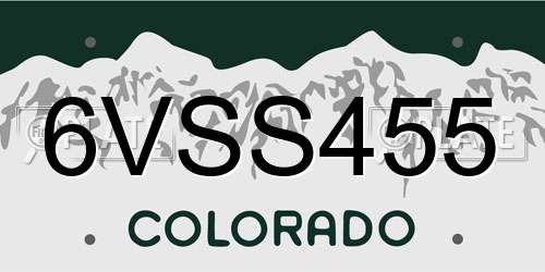 6VSS455 Colorado License Plate