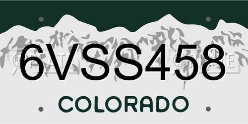 6VSS458 Colorado License Plate