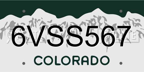 6VSS567 Colorado License Plate