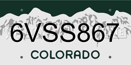 6VSS867 Colorado License Plate
